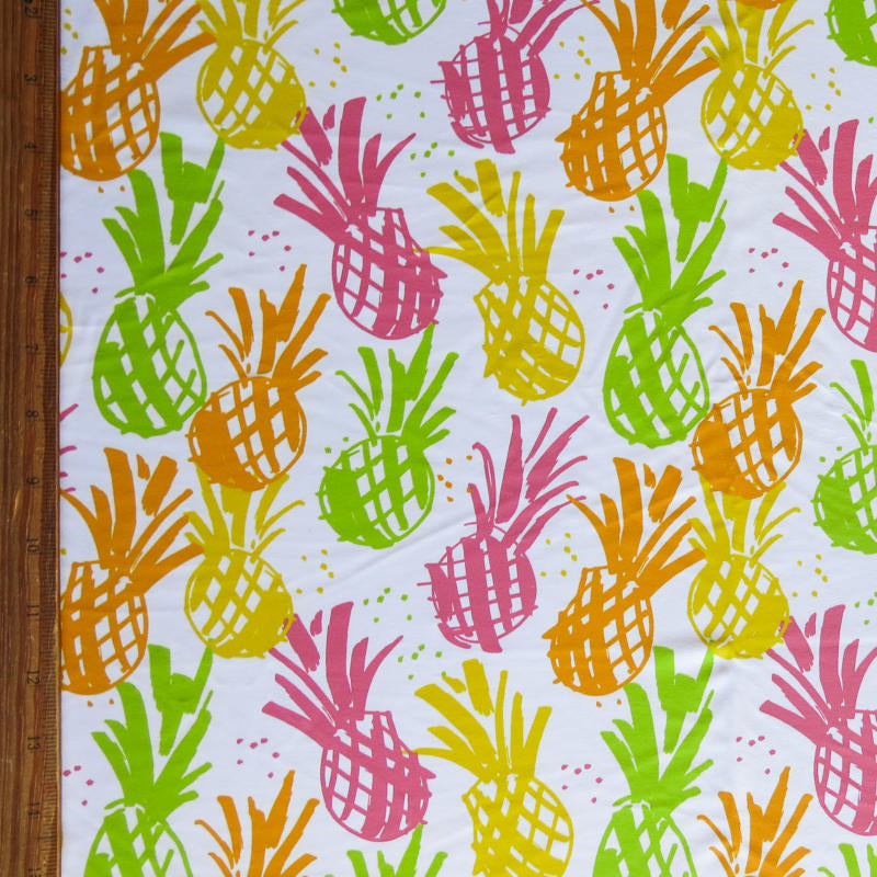 Poly Spandex Swimsuit Fabric Fluorescent Pineapples