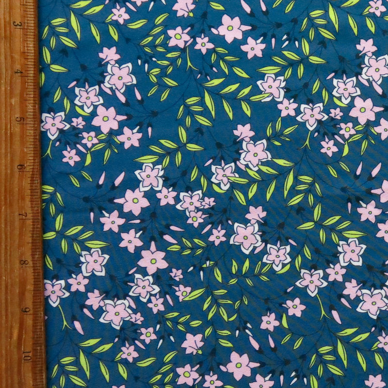 Swim Knit Nylon Spandex Pink Ditsy Floral 4-Way Stretch