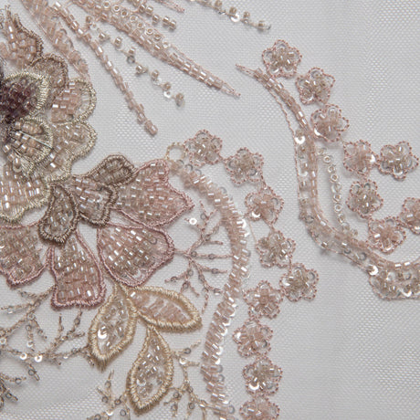 1 Yard Embroidered Tulle Lace Fabric with Incredible Floral Design, 52" Wide