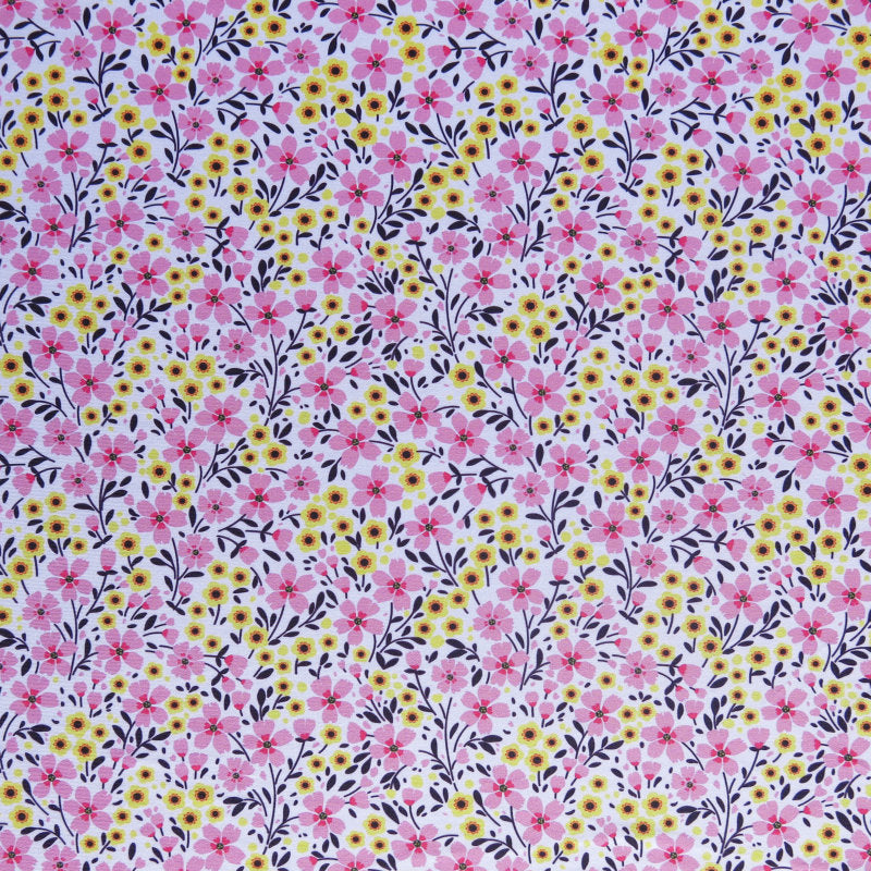 Swim Knit Polyester Spandex Pink Lemonade Floral 4-Way Stretch UPF 40+