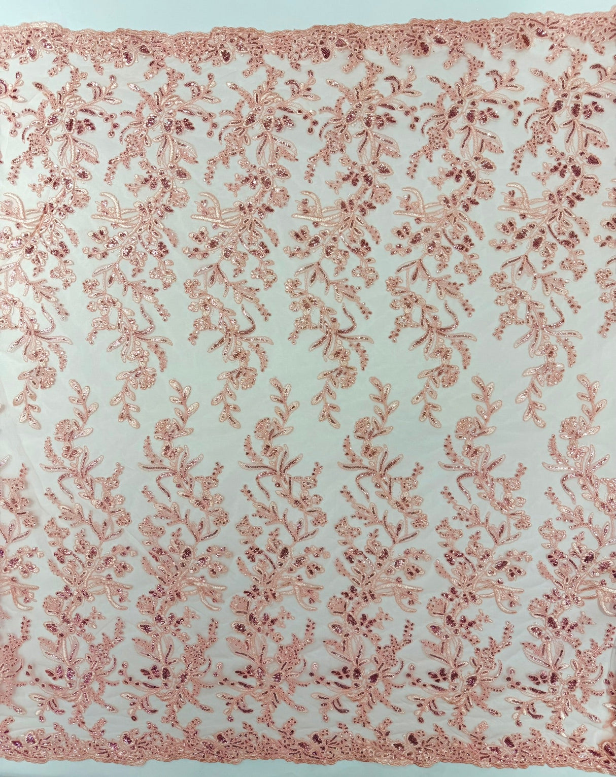 Butterfly Corded Lace Fabric - Butterfly Embroidery, Metallic Sequins, 54" Width (1 Yard)