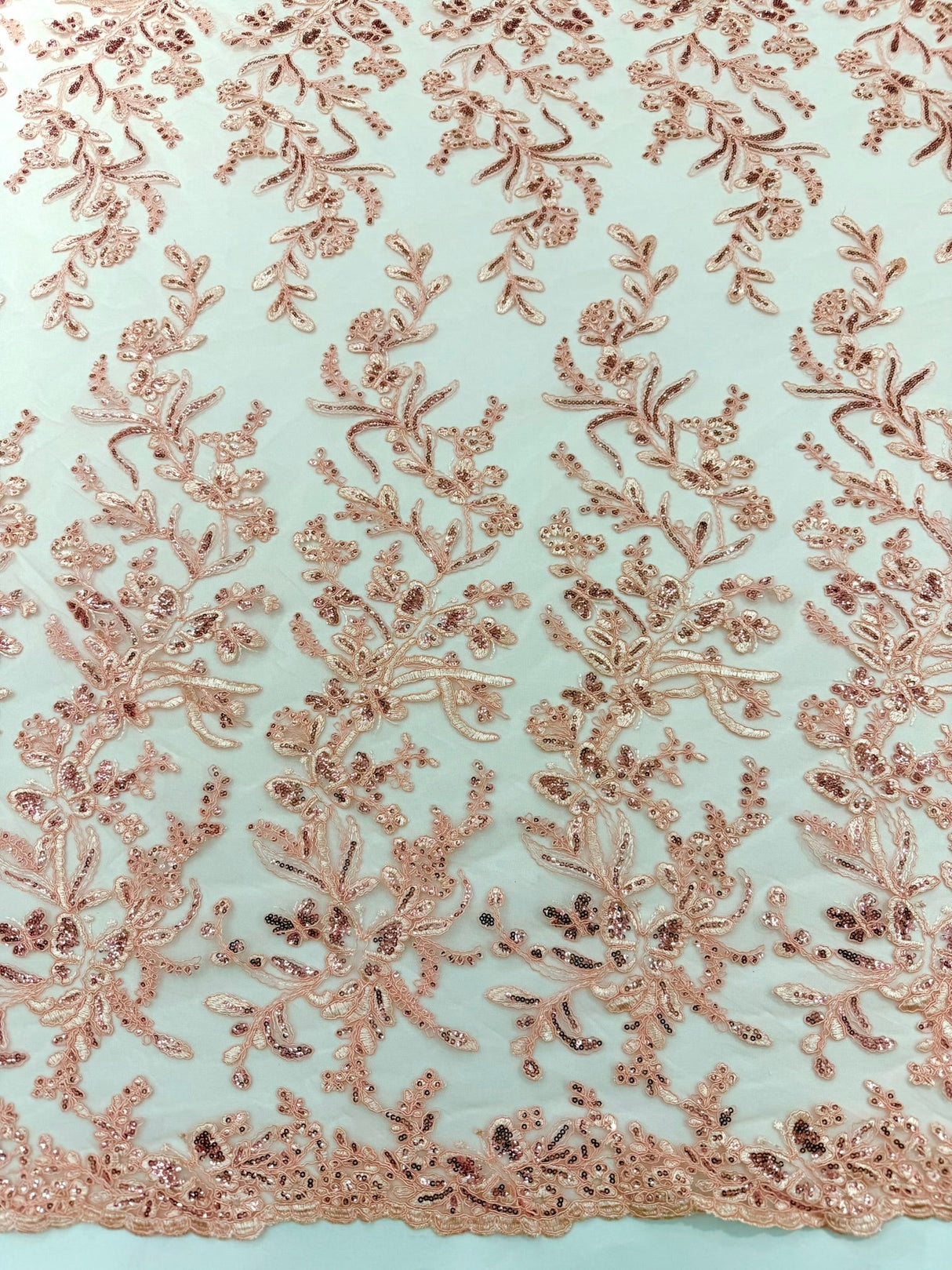 Butterfly Corded Lace Fabric - Butterfly Embroidery, Metallic Sequins, 54" Width (1 Yard)