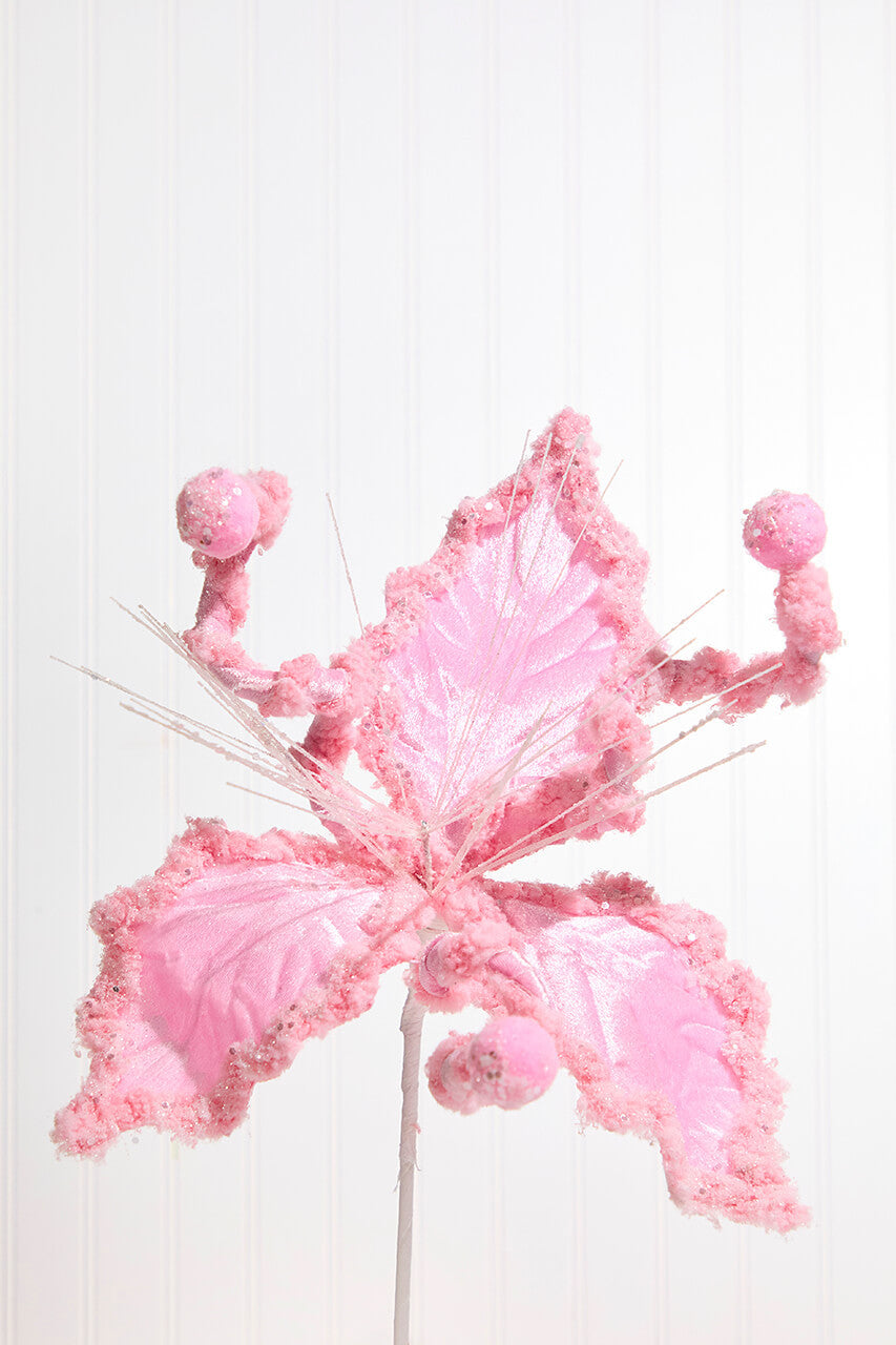 10 Inch Pink Holly Stem