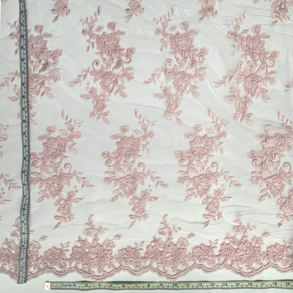 Corded Floral Lace Fabric Ivory