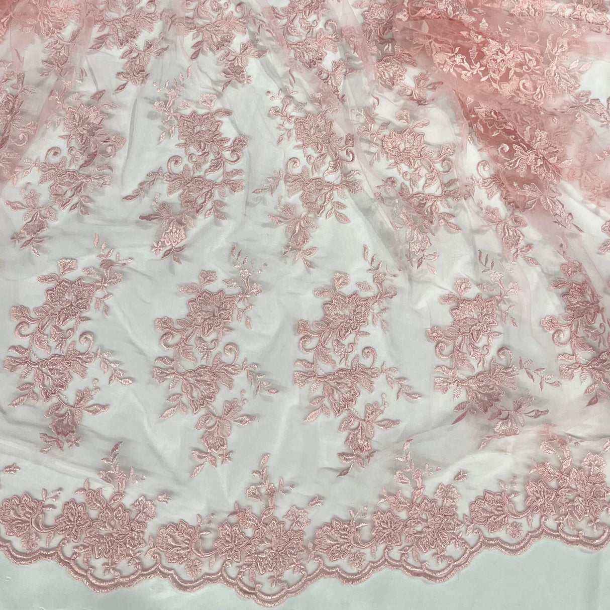 Corded Floral Lace Fabric Ivory