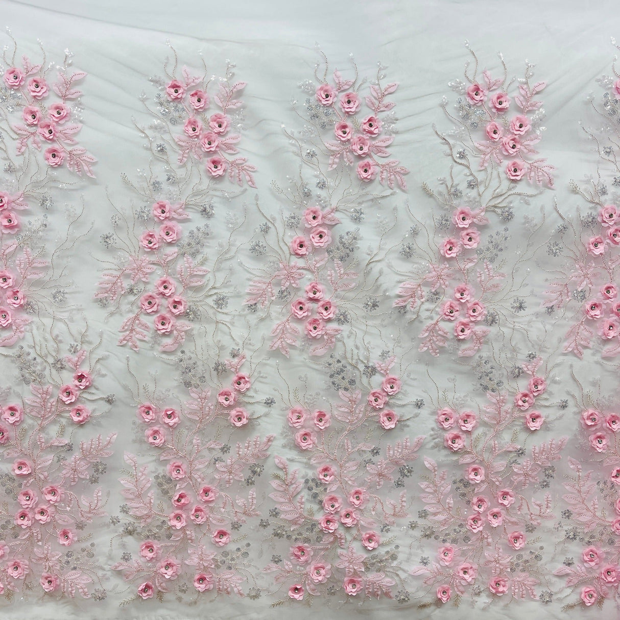 3D Floral Beaded Lace Mesh