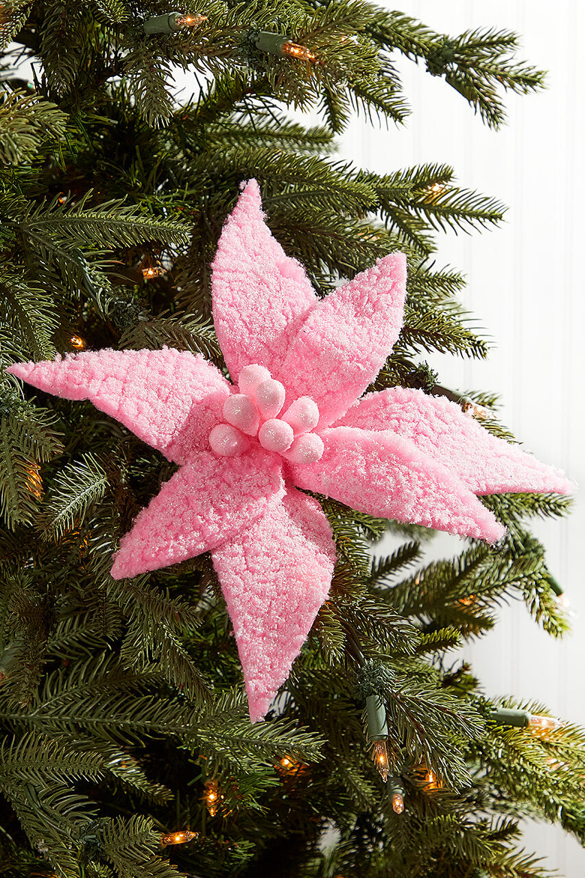 20” x 12" Sugared Cotton Candy Poinsettia Stem