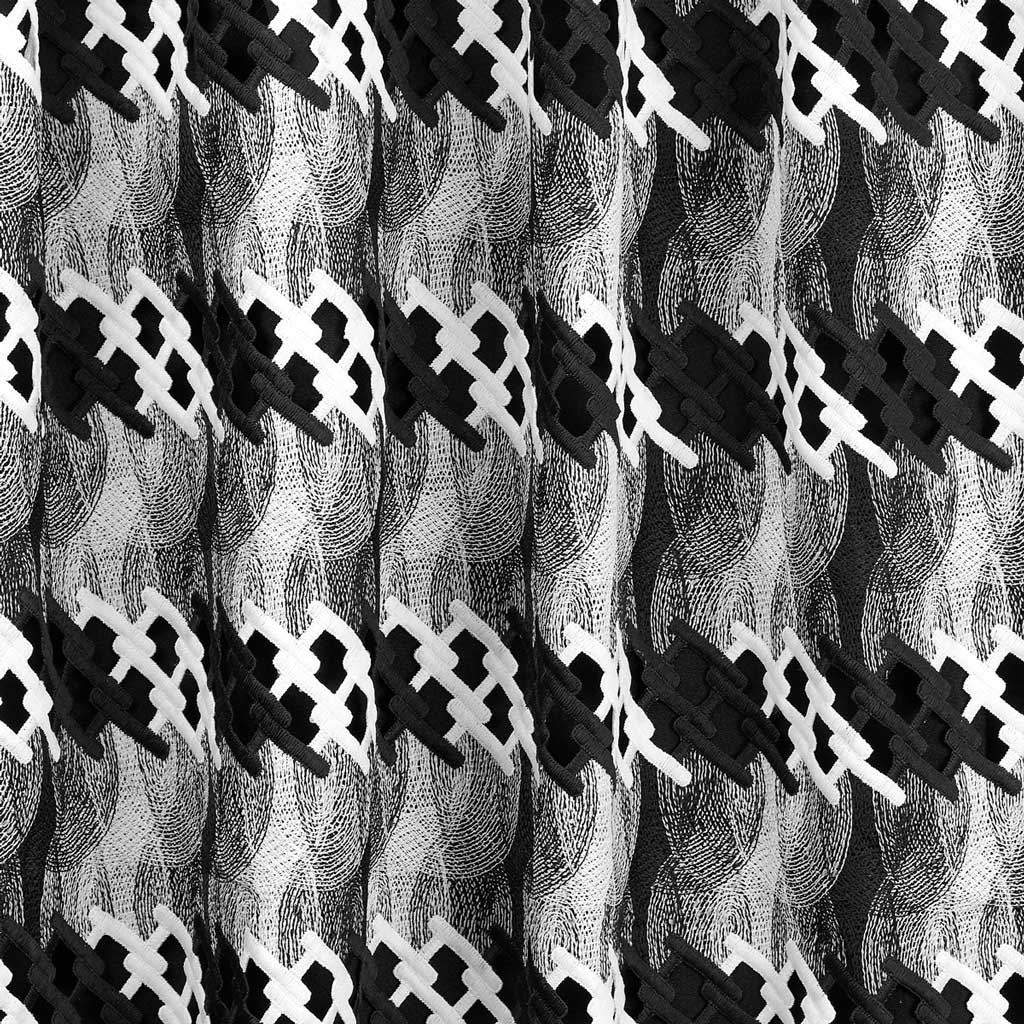 Pixel Mechanical Lace Polyester Fabric - Blue, Mechanical Lace, 52/54" Width (1 Yard)