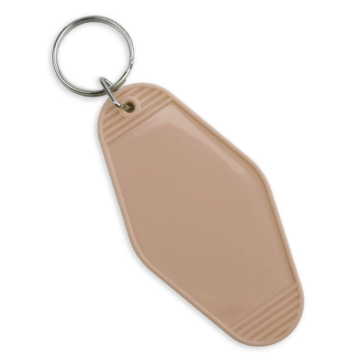 Retro Motel Keychain with Silver Ring - Oatmeal (4 per Set)