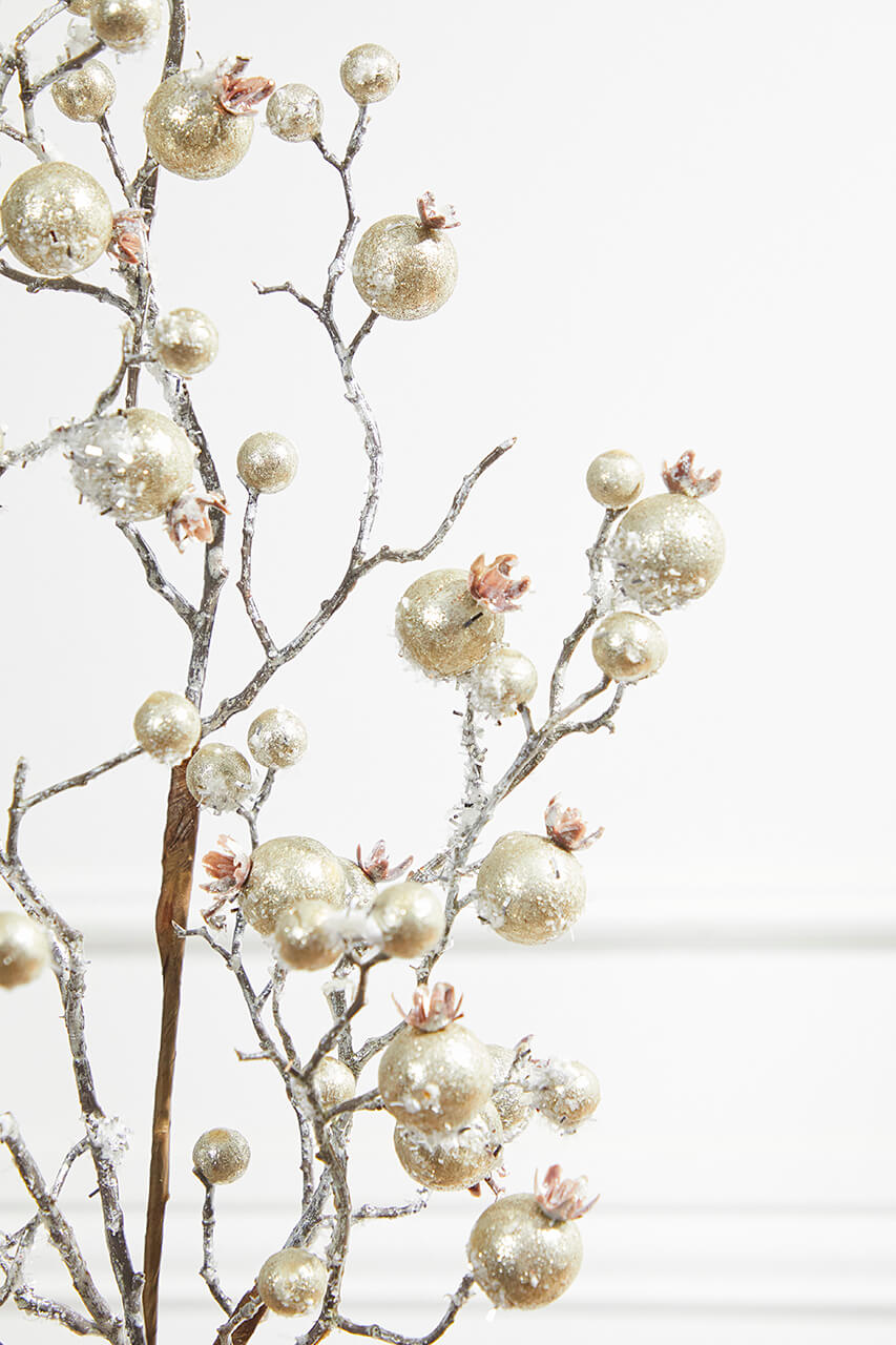 38” Platinum Gilded Frosted Crabapple Christmas Spray