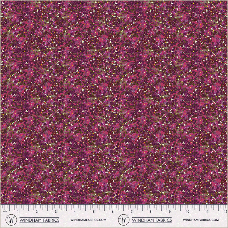 Cotton Print Plum Flowerbed Midnight Blooms Fabric