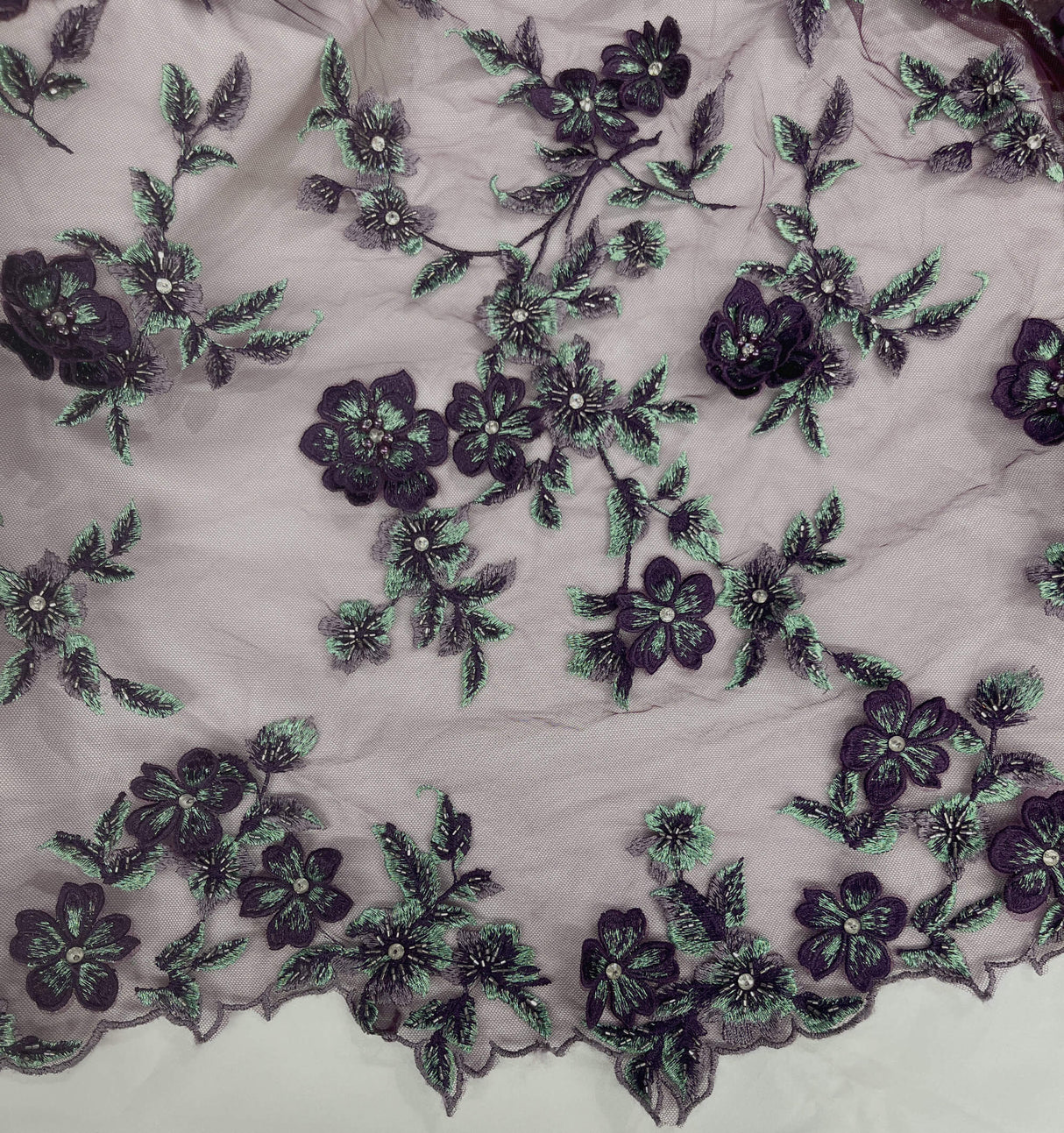 3D Beaded Floral Lace Fabric