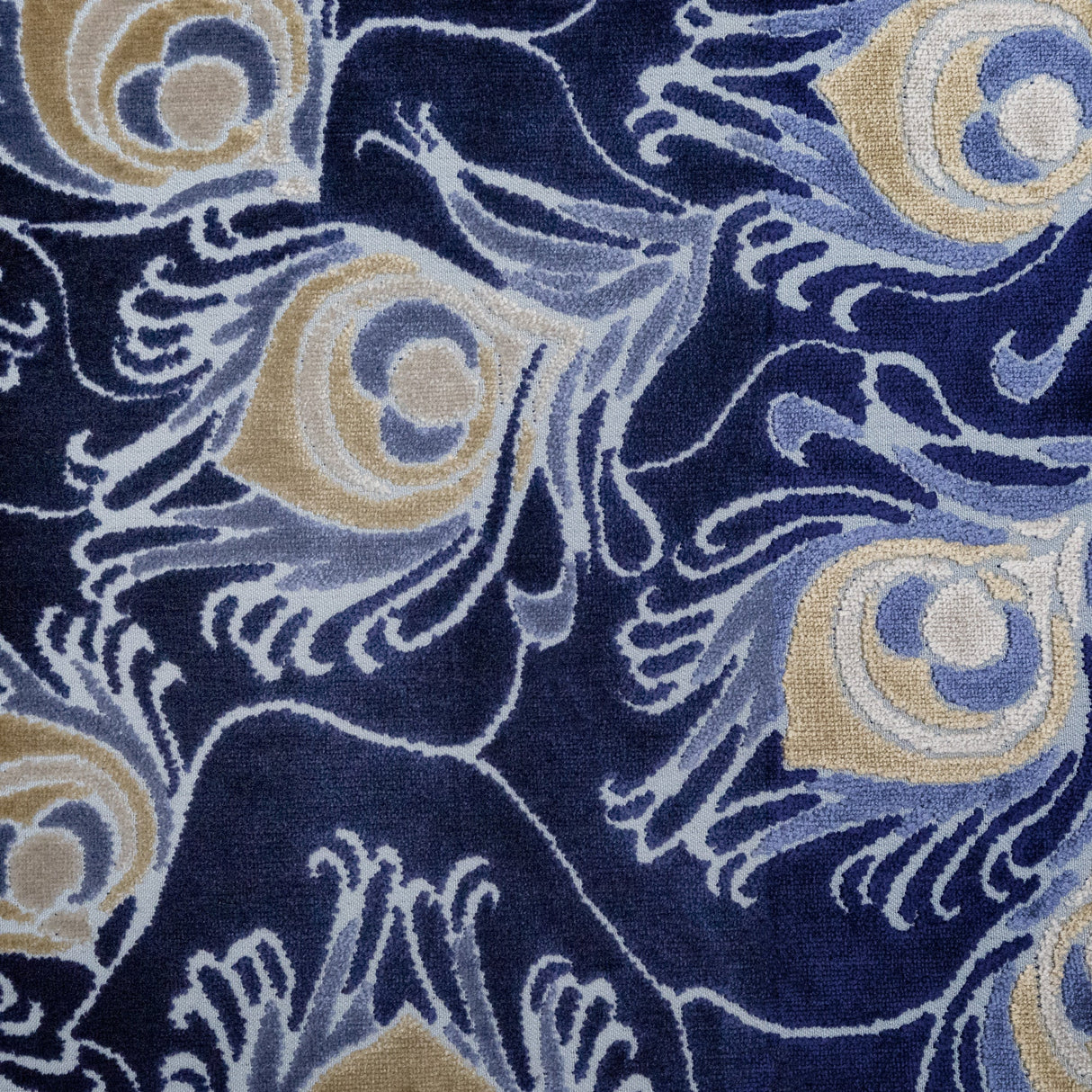 Cut Velvet Upholstery Fabric Plumage Feather Pattern