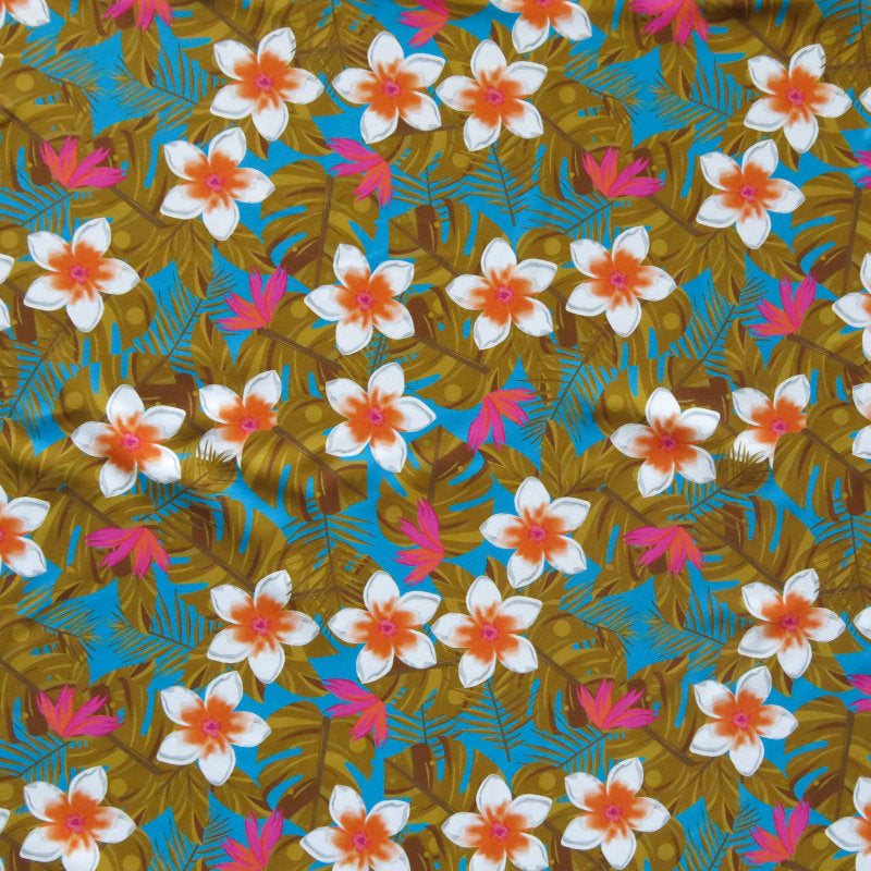 Swim Knit Nylon Spandex Hawaii My Home Floral 4-Way Stretch UPF 50+