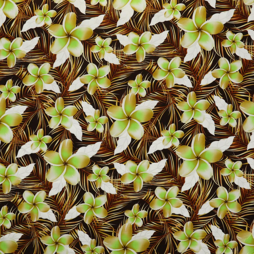 Rayon Fabric Plumeria Palm Print