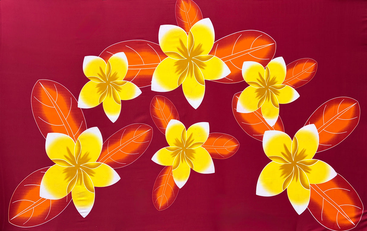 Plumeria Polyester Fabric - Hot Pink Plumeria Flower Print, 67" L X 44" W (1 Piece)