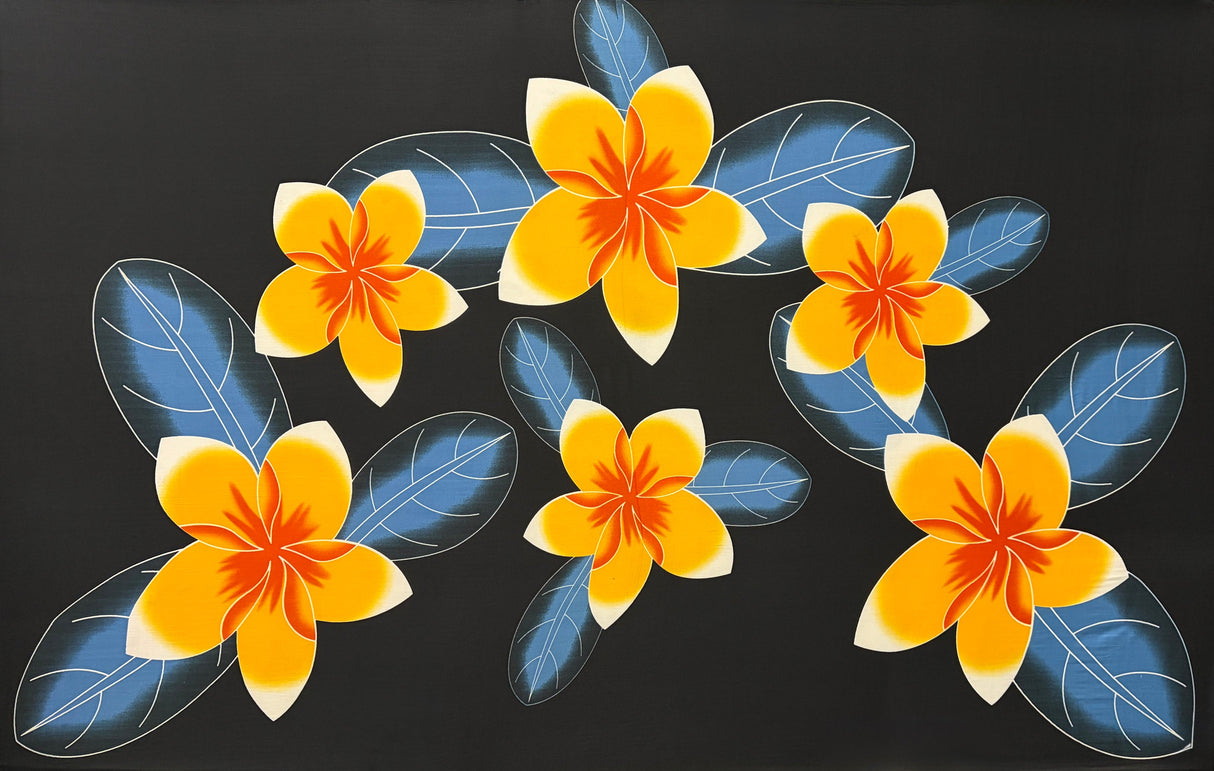 Plumeria Polyester Fabric - Hot Pink Plumeria Flower Print, 67" L X 44" W (1 Piece)