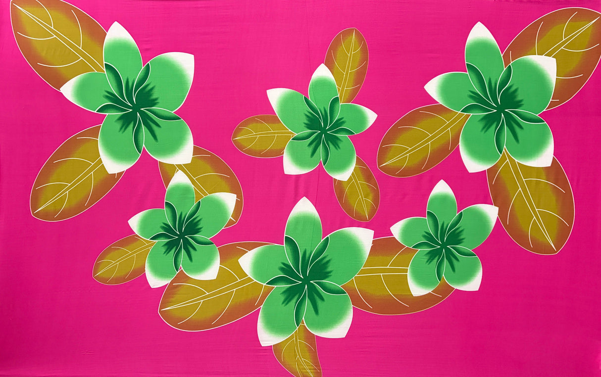 Plumeria Polyester Fabric - Hot Pink Plumeria Flower Print, 67" L X 44" W (1 Piece)