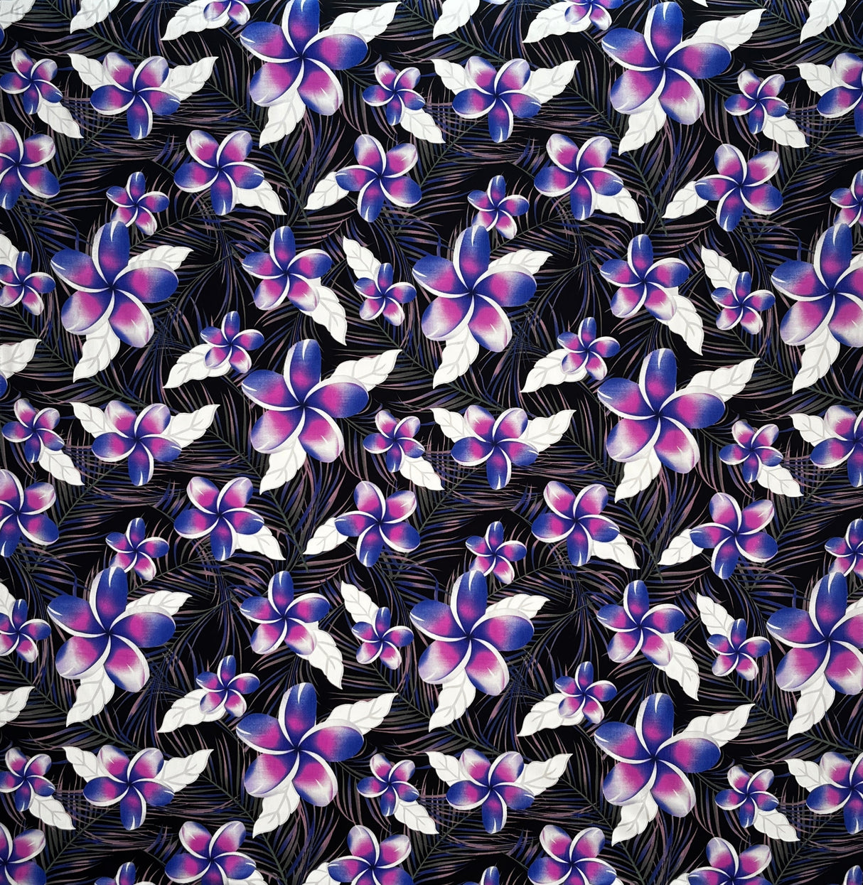 Plumeria Tropical Leaves Print Rayon Poplin Fabric - Red/Orange/Pink, 36" Width (1 Yard)