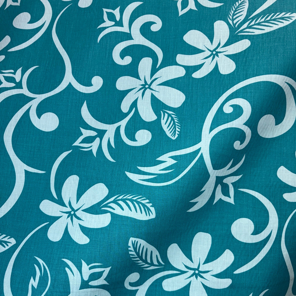 Plumeria Vine Poly Cotton Fabric - Tropical Floral Print, 45" Width (1 Yard)