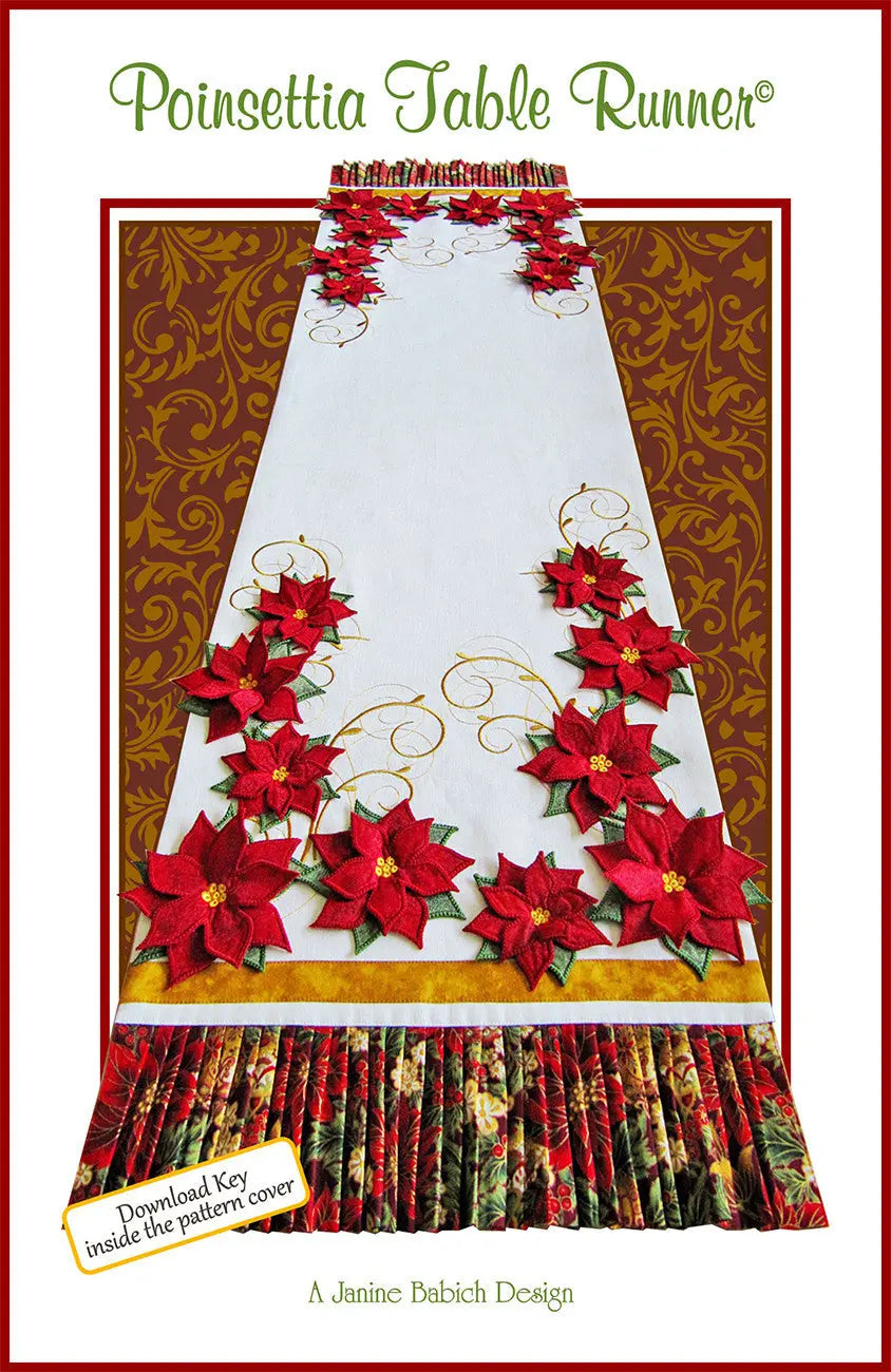 Machine Embroidery Poinsettia Table Runner