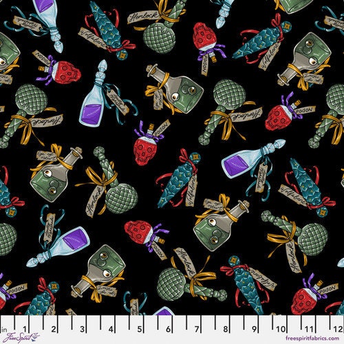 Quilting Cotton Poison Bottles Multi Storybook Halloween