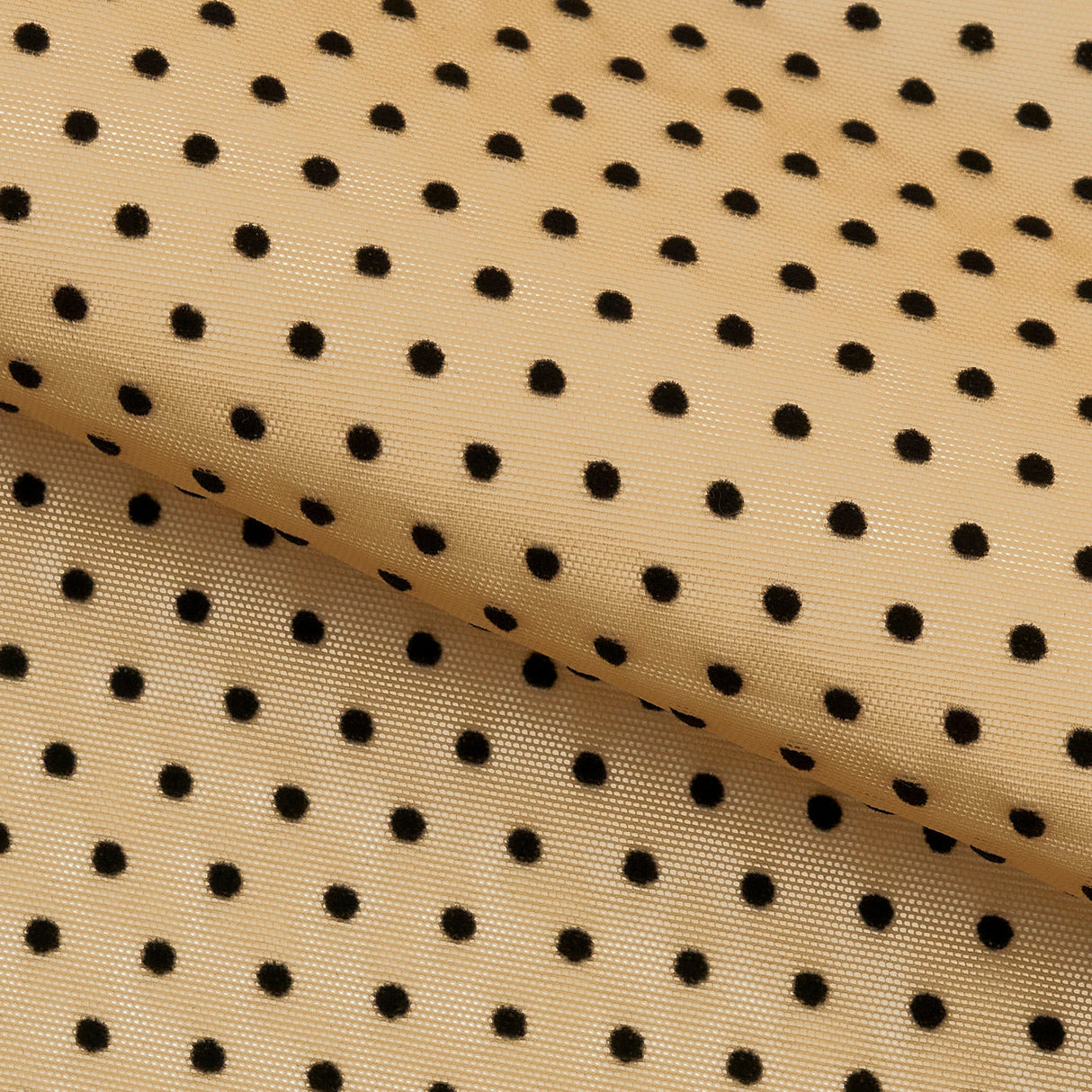Polka Dot Flocked Stretch Mesh Nylon Spandex Fabric - Polka Dot Flocked Stretch Mesh, 56/58" Width (1 Yard)