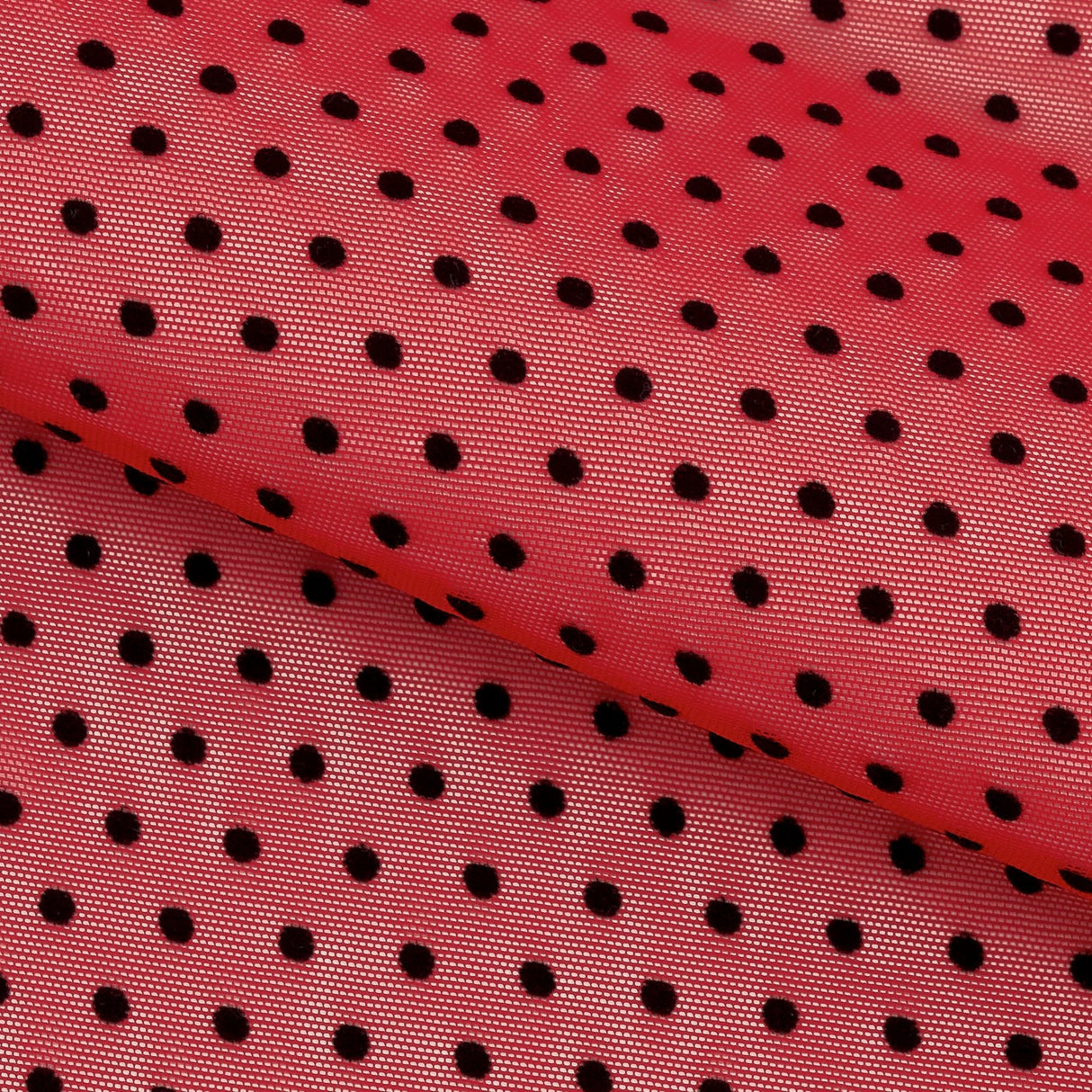 Polka Dot Flocked Stretch Mesh Nylon Spandex Fabric - Polka Dot, 56/58" Width (1 Yard)