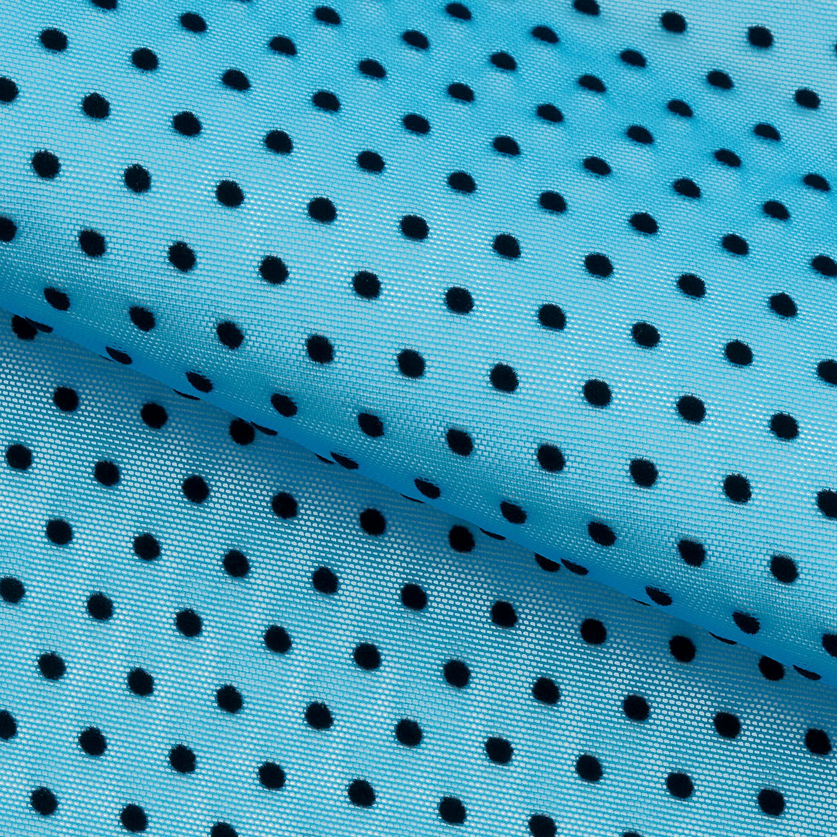 Polka Dot Flocked Stretch Mesh Nylon Spandex Fabric - Polka Dot Flocked Stretch Mesh, 56/58" Width (1 Yard)