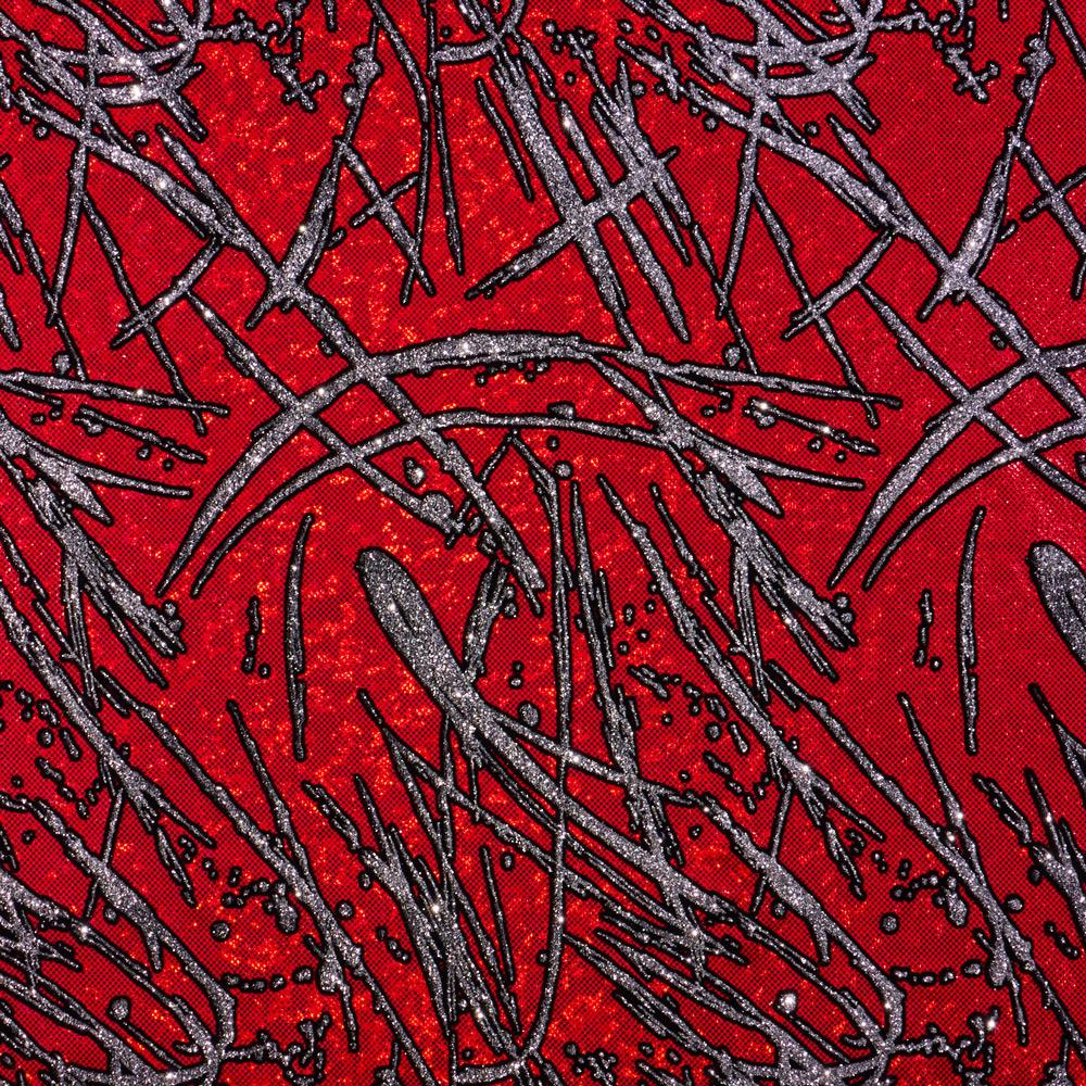 1 Yard Shattered Glass Metallic Foil Spandex 80/20 Nylon Stretch Fabric