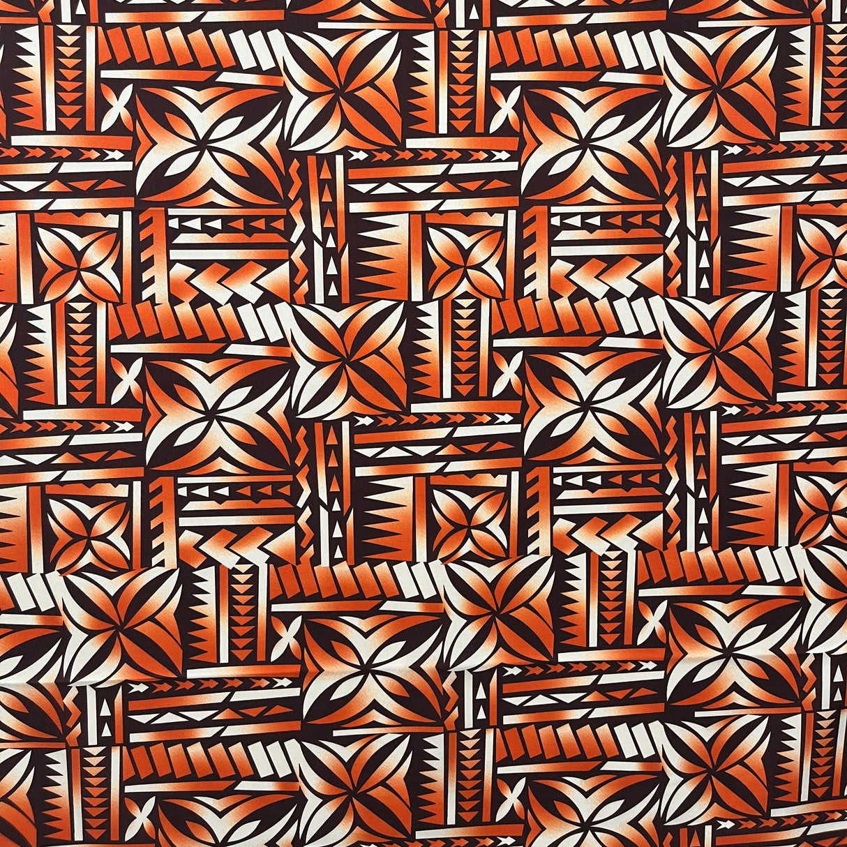 Polynesian Tribal Bloom Polyester Poplin Fabric - Hibiscus Plumeria Polynesian Tribal Print, 36" X 60" (1 Yard)