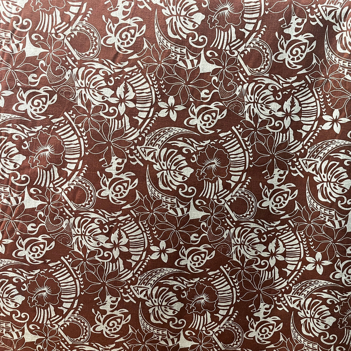 Polyester Cotton Tribal Print Fabric Chambray Denim Look