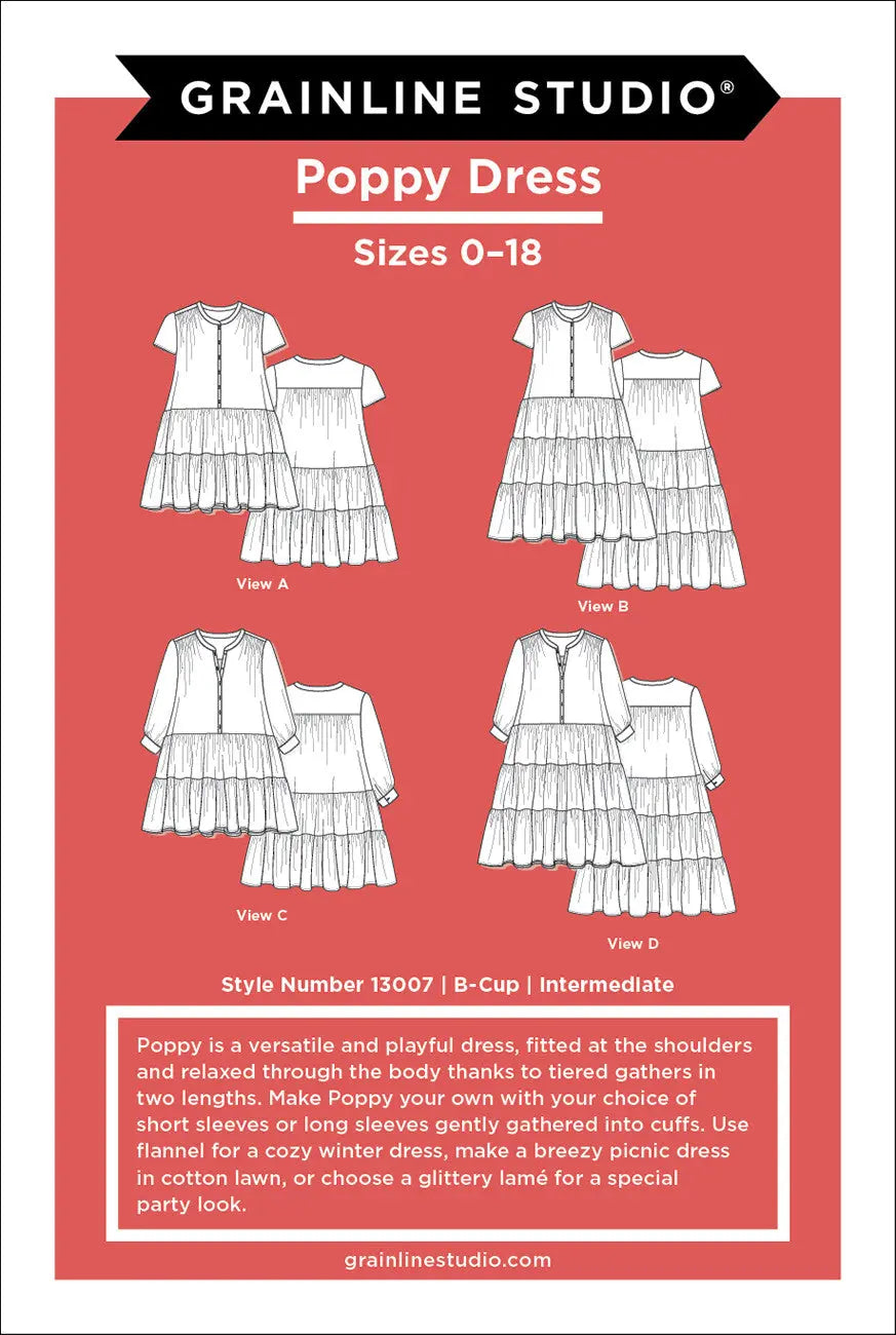 Poppy Dress Sewing Pattern Sizes 0-18