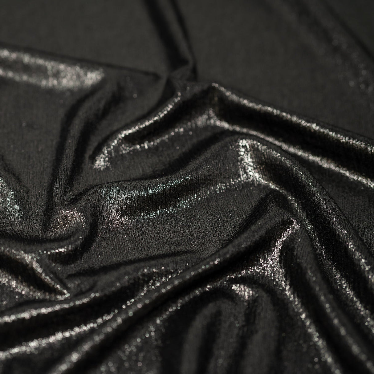 Foiled Slinky Jacquard Fabric Black