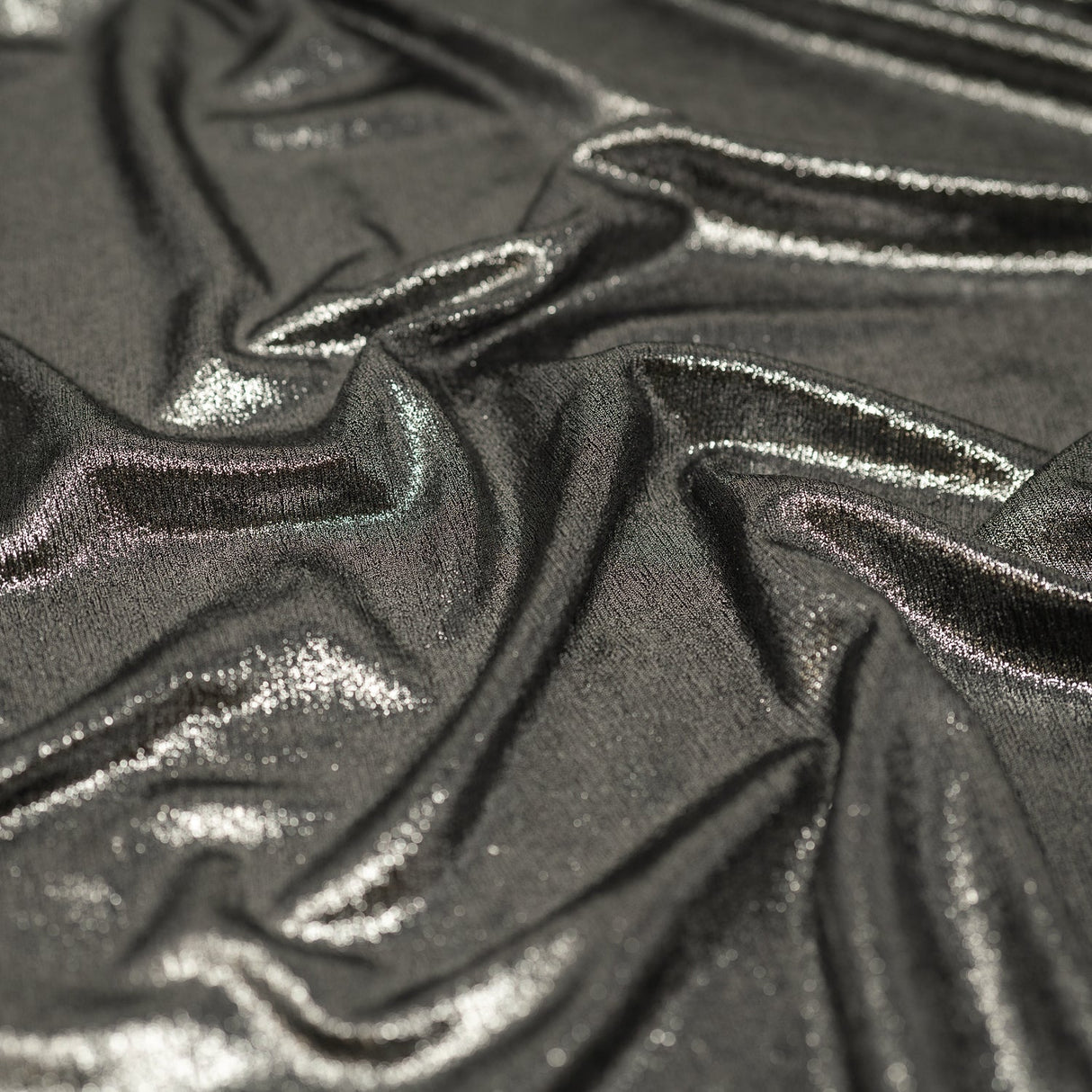 Posh Titanium Foiled Slinky Jacquard Polyester Spandex Fabric - Black/Silver, 56" Width (1 Yard)
