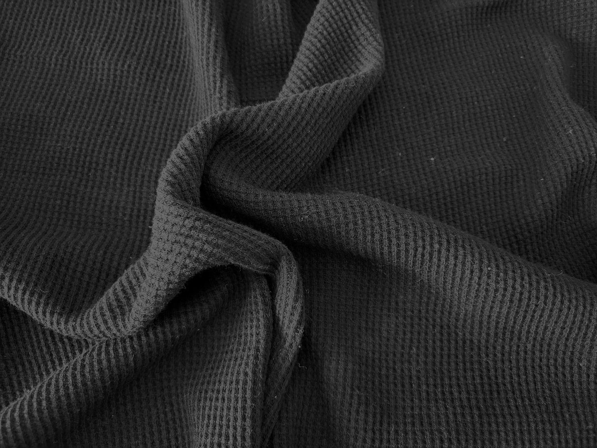 Cotton Thermal Knit Fabric Black