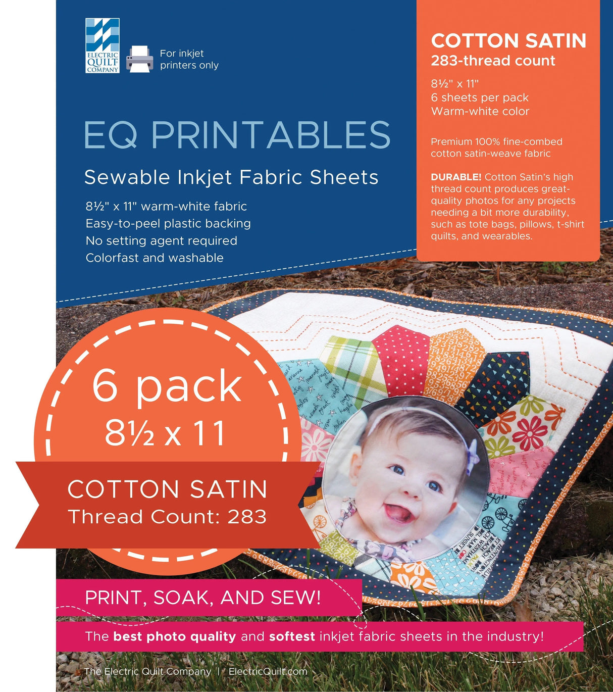 Cotton Satin Inkjet Fabric Sheets White 8.5in x 11in