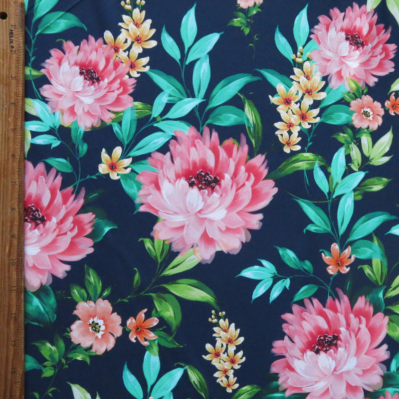 Swim Knit Pretty Peony on Navy