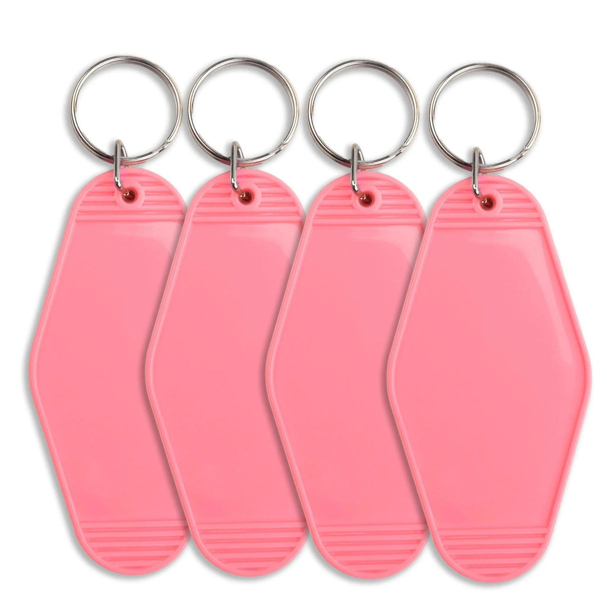Retro Motel Keychain with Silver Ring - Pretty Pink (4 per Set)