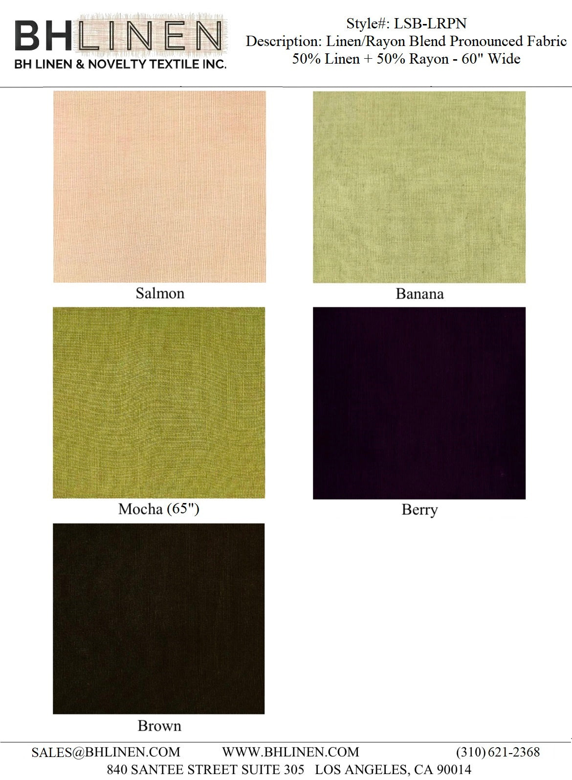 Linen Rayon Blend Swatch Fabric