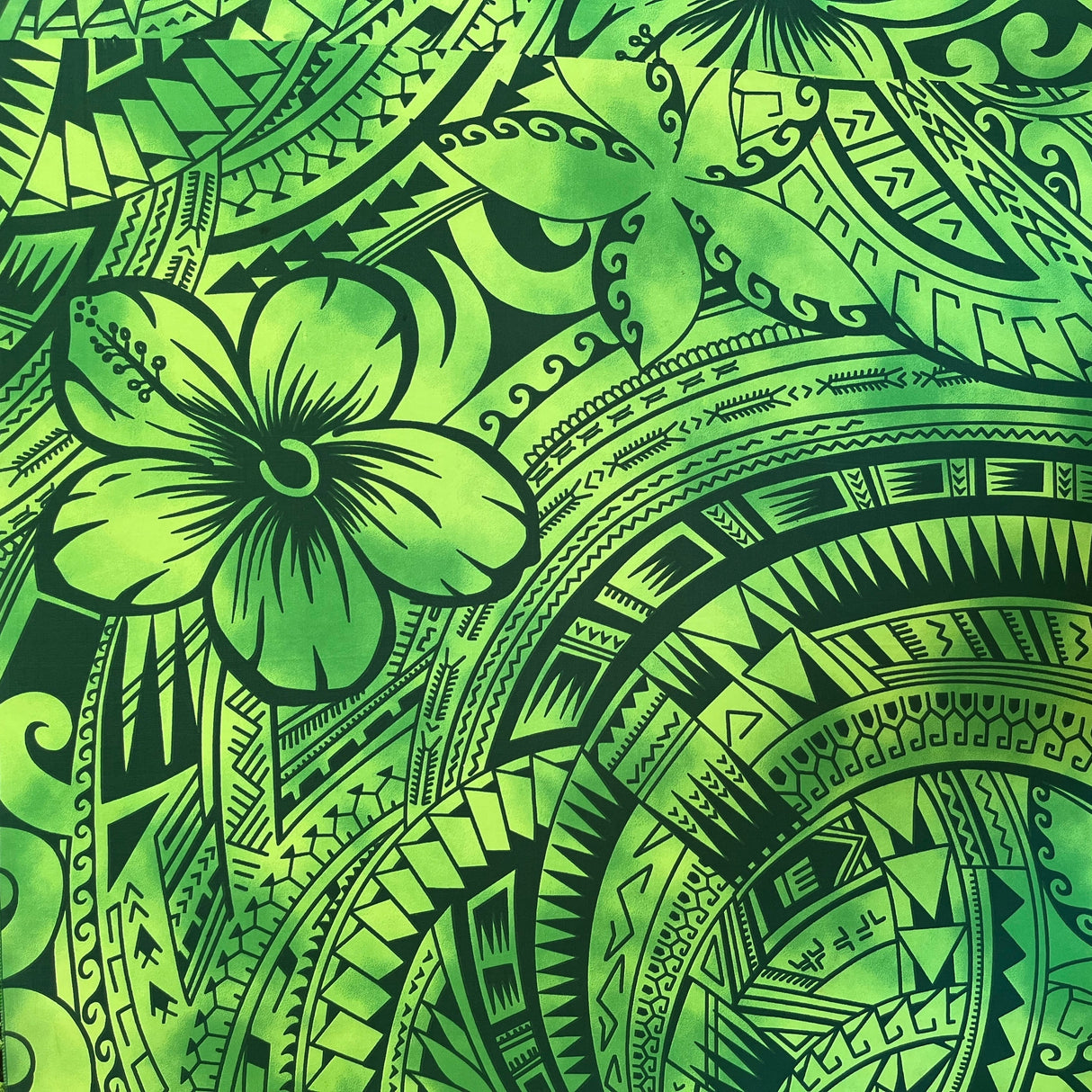 Pua Tatau Peachskin Fabric - Polynesian Tattoo Floral Print, 44/45" Width (1 Yard)