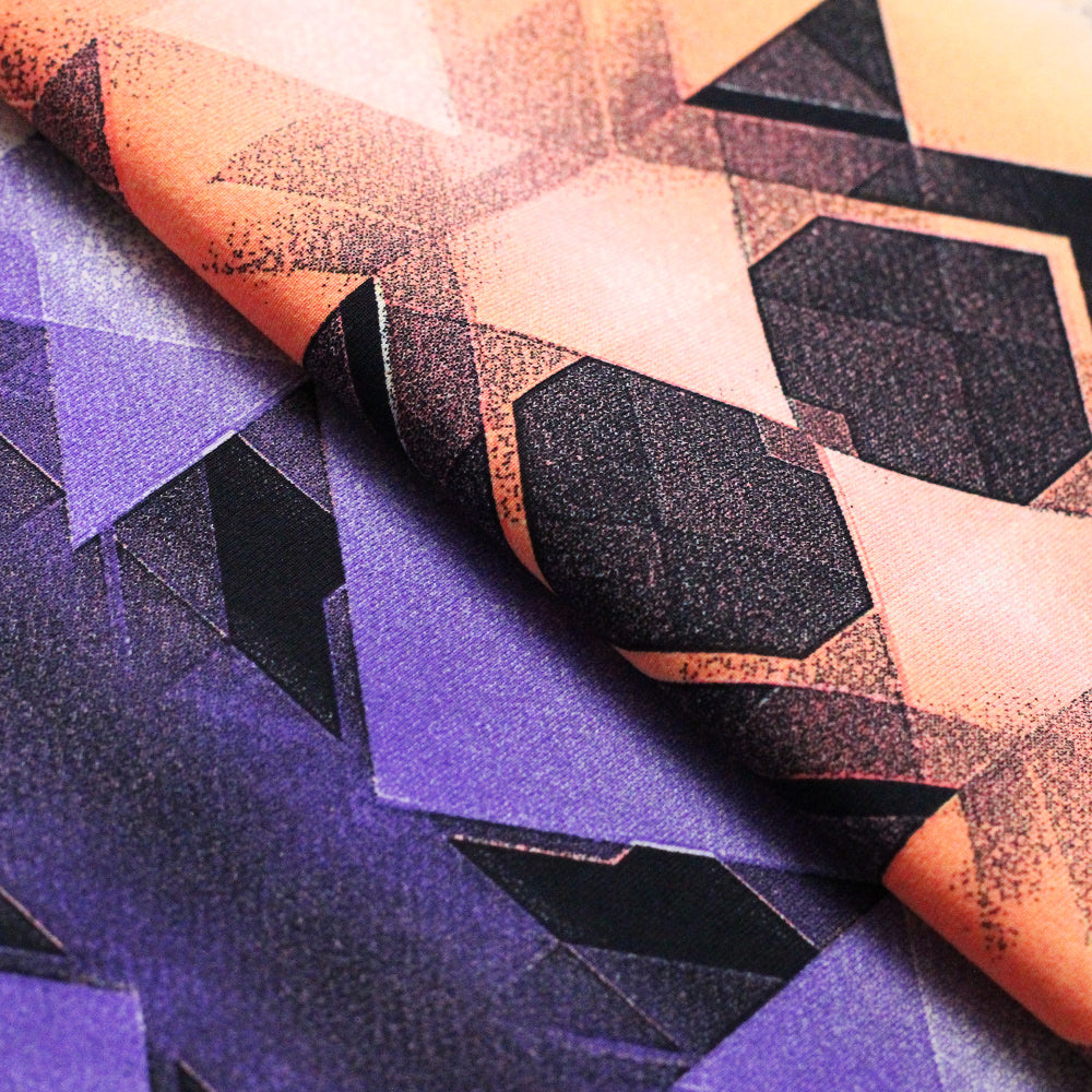 Diamond Blast Nylon Spandex Fabric - Pink/Purple Modern Geometric Print, 58/60" Width (1 Yard)