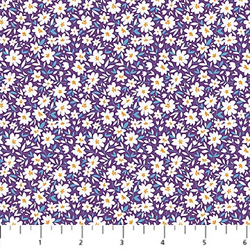 Cotton Fabric Purple Daisies Pocket Posies 44/45" Wide