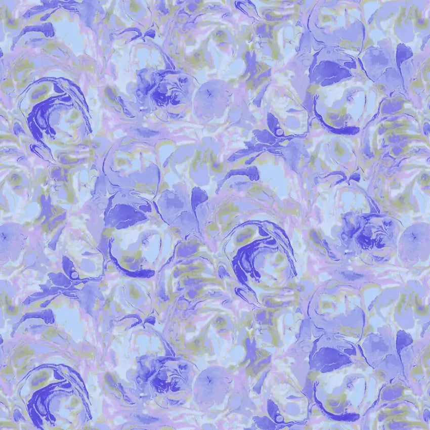 Cotton Wideback Fabric Purple Hydrangea Paint Swirls