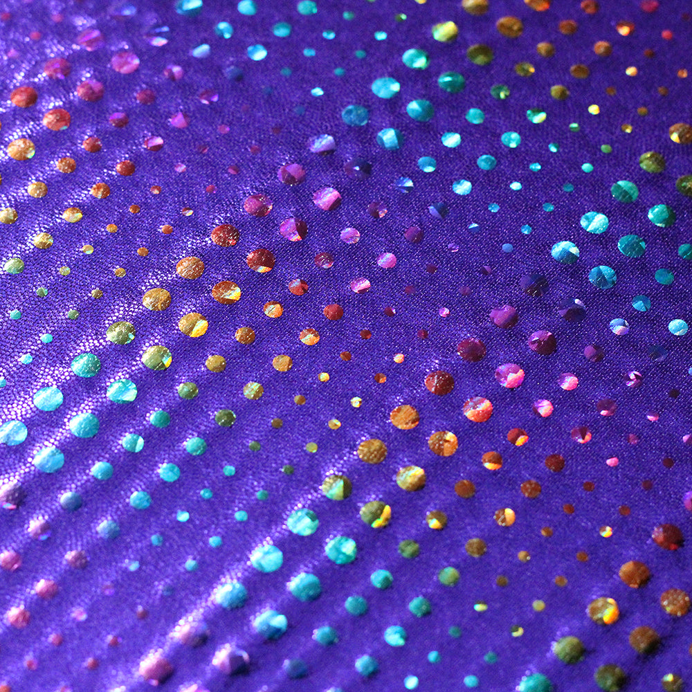 Matrix Tracer Nylon Spandex Fabric - Multicolor Polka Dots Hologram, 58/60" Width (1 Yard)
