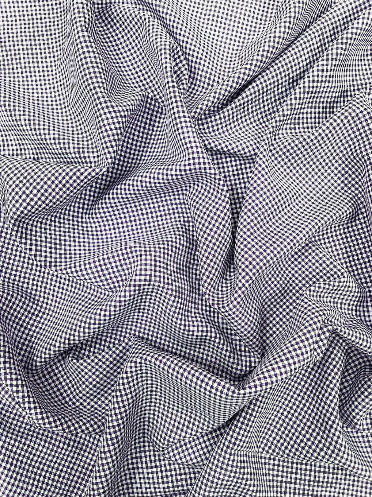 Gingham 1/8 Squares Polyester Poplin Fabric - Checkered Gingham, 60" Width (1 Yard)