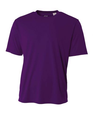 A4 NB3142 Youth Cooling Performance Crew Micro Poly Interlock Fabric - Purple, 44+ UPF, Moisture Wicking, Stain Release (1 Piece)