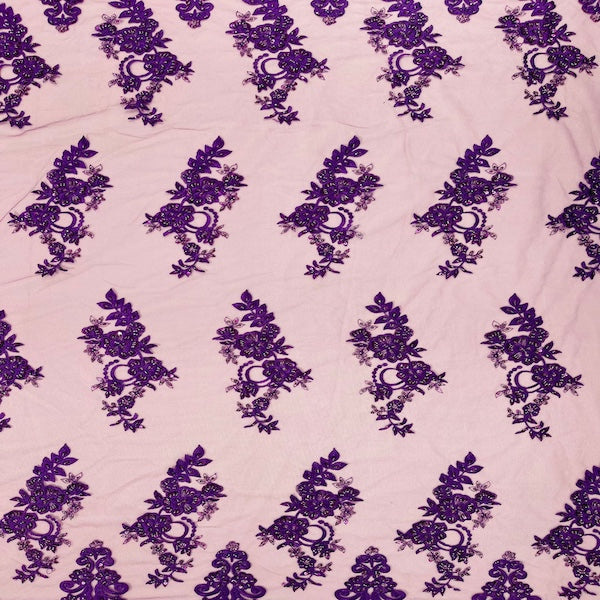Beaded Lace Fabric Helena Floral 50" Width