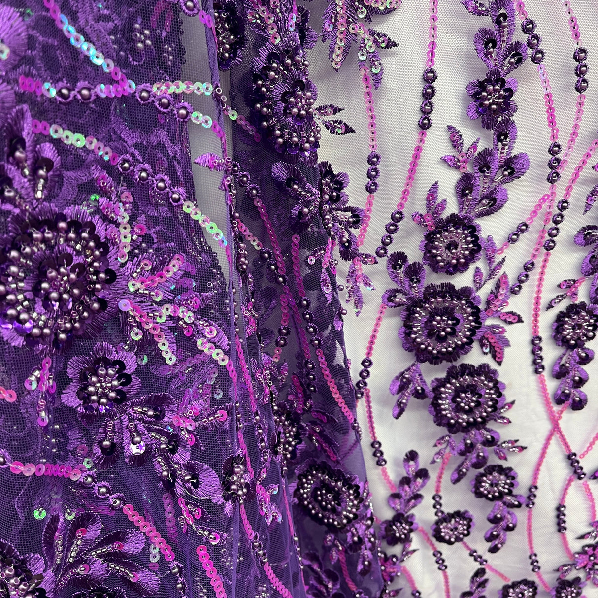 Beaded Floral Lace Fabric
