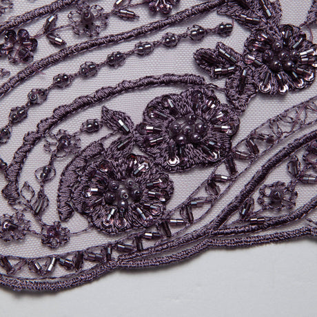 1 Yard Embroidered Tulle Lace Fabric with Elegant Intricate Design, 52" Wide